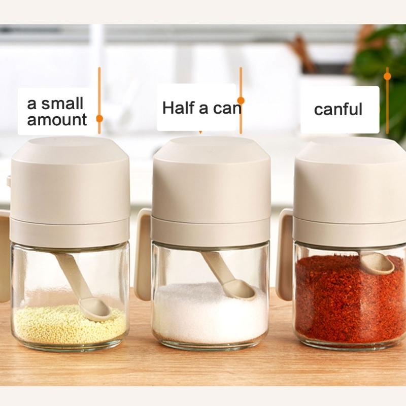 Transparent Seasoning and Spices Jar for Cooking Multipurpose Kitchen Condiment Bottle with Spoon and Lid