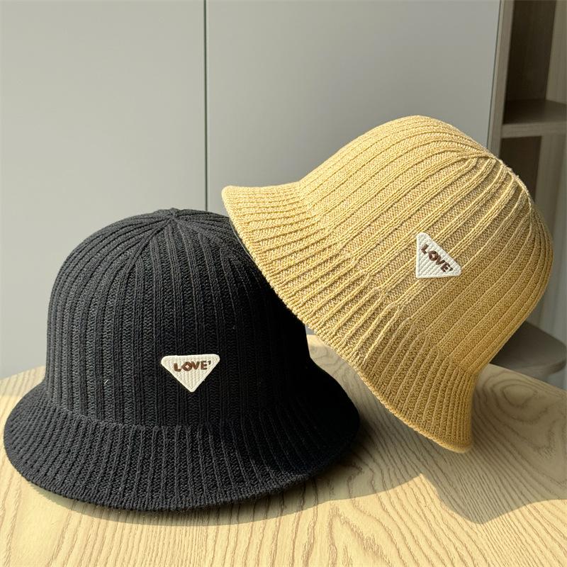 Knitted Bucket Hat Women's Spring Summer Solid Color Bucket Hat Sun Hat