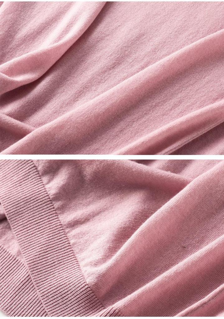 Spring/Summer Lightweight Breathable Women's Solid Color 3/4 Sleeve Knit T-shirt