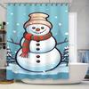 Tuniu Cute Snowman Winter Holiday Bathroom Shower Curtain Festive Fun Decor Set Waterproof