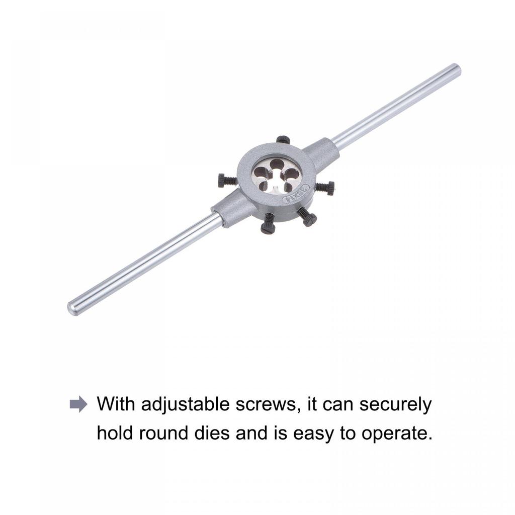 Uxcell Die Stock Handle Wrench Threaded Round Die and 38mm with Adjustable Hand Tool Set, M16x1.5 (Compatible M12-M16 Dies) Holder, Wrench,