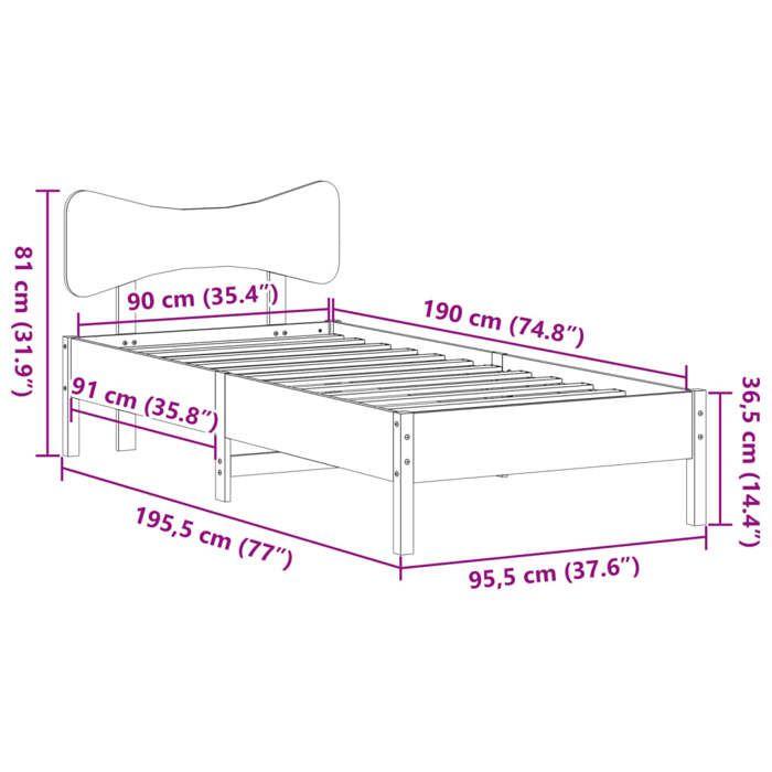 VidaXL Bed Frames Without Mattress Wax Brown 90x190 Cm Solid Pine Wood, Bed, Bedroom Furniture, Wooden Bed, Single Bed, 3328255