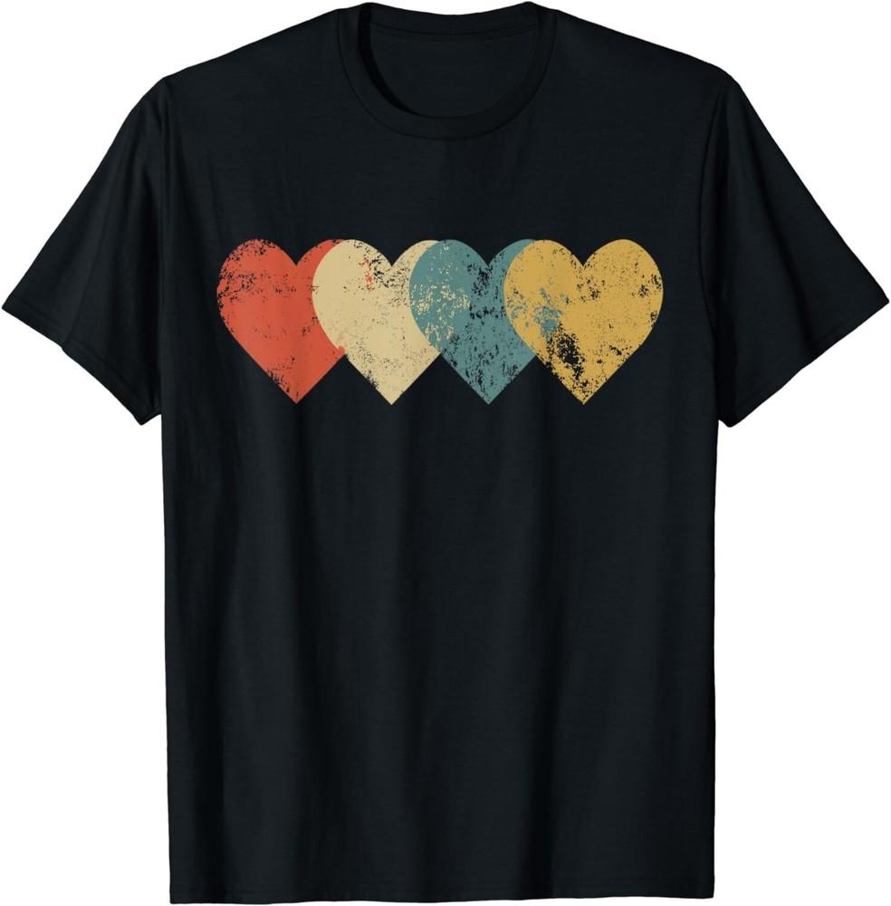 

Vintage Hearts Cool Retro Valentines Day Gift for Women Men Gift Unisex T-Shirt 4XL