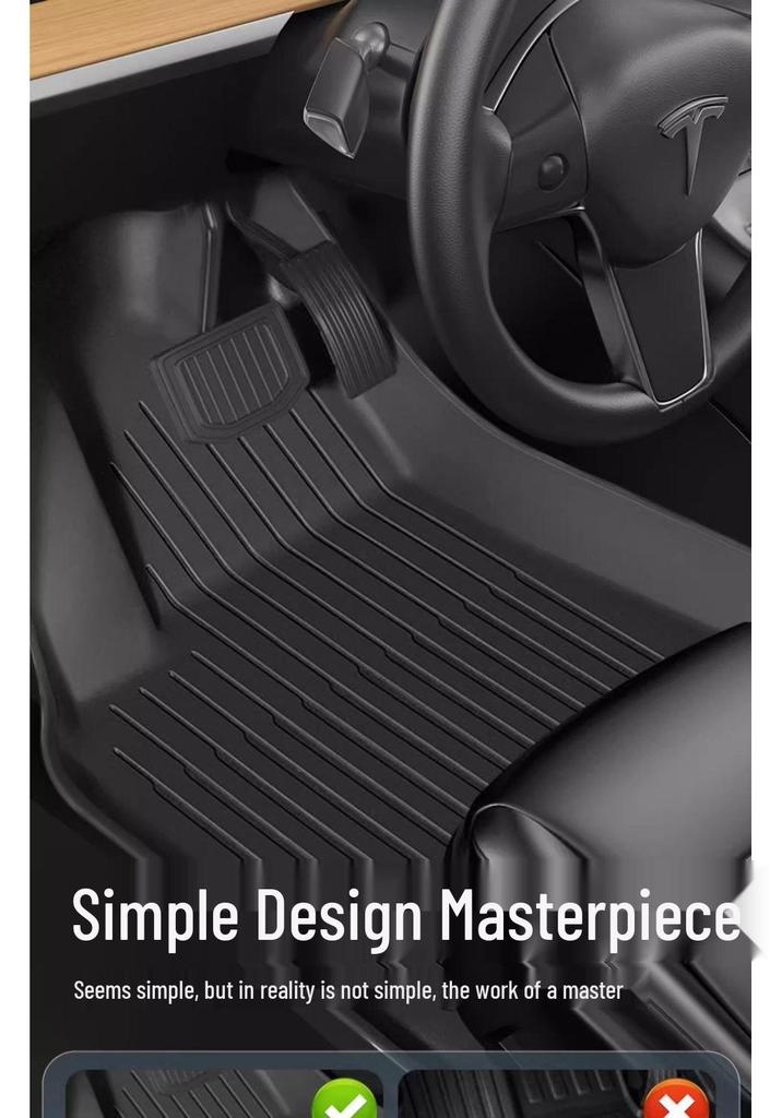 Compatible Tesla Model 3 & Y TPE Odorless Floor Mats & Trunk Backrest Mats