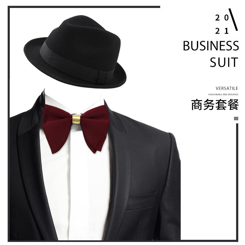 Men'S Big Bow Dress Horn Bow Tie Solid Color Male Wedding Best Man Horn Bow Tie, Banquet Performance Bow Tie