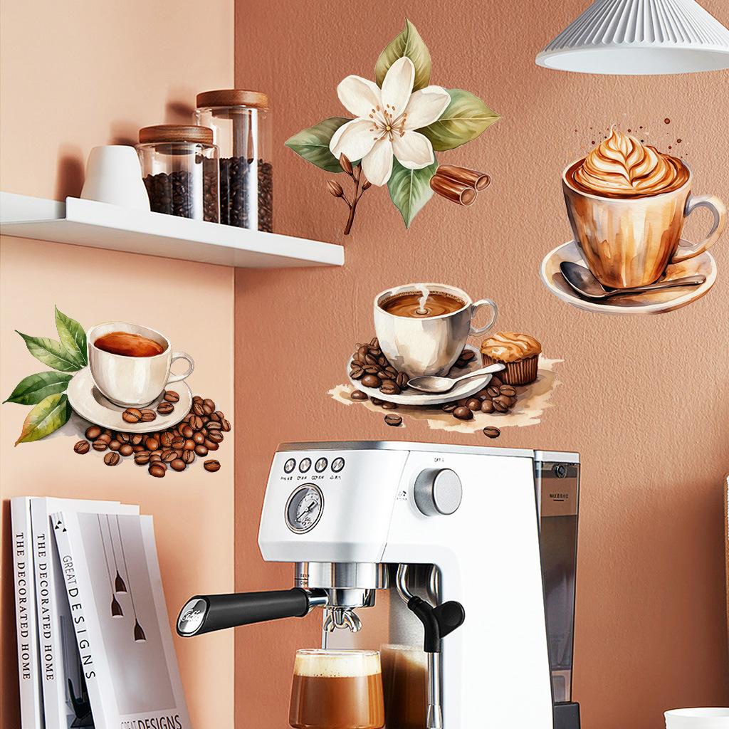 Coffee Lover Wall Stickers, Removable Self-Adhesive PVC Decals for Kitchen Cafe Home Decor