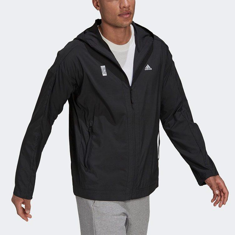 adidas Jackets Men's Black Hooded Moderate Hard Shell GU1764