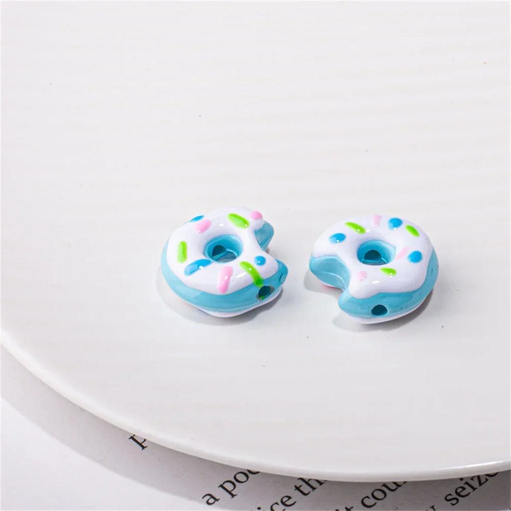SW17 22mm Hand Painted Donut Acrylic Straight Hole Swimming Circle DIY Bracelet Clothes Beaded Accessories Phone Chain Materials