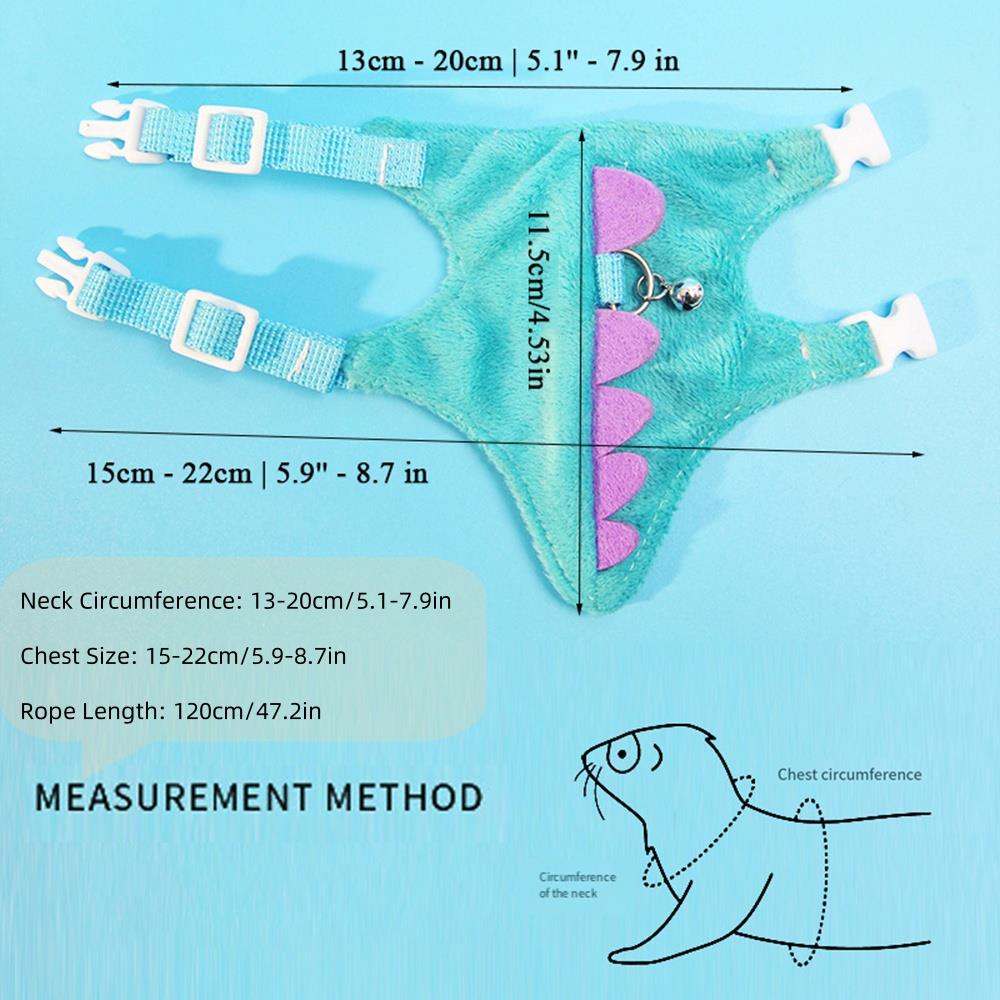 Adjustable Ferret Drawstring Vest With Bell Pet Outdoor Walking Rope Bunny Harness Harness Vest Dinosaur Design Pet Accessories