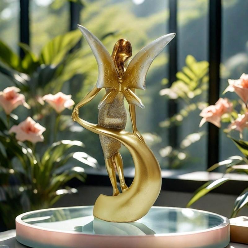 Resin Angelic Statue Flower Girl Decorative Ornament High Decorative Figurine for Christmas and Thanksgiving Day