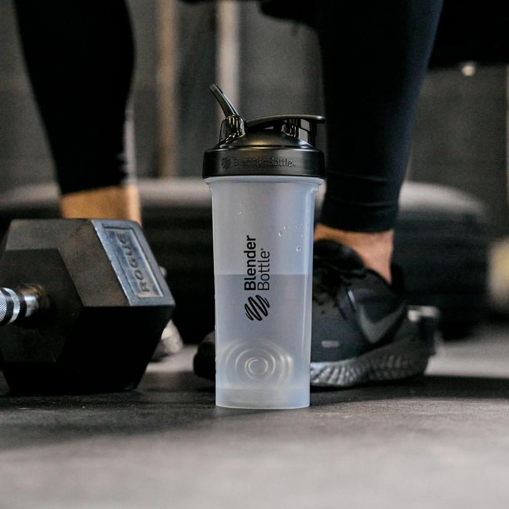 BlenderBottle Classic 28oz Protein Shaker, Genuine BlenderBottle Product, 800ml Capacity (600ml Markings), Clear Black BBCL28-BK