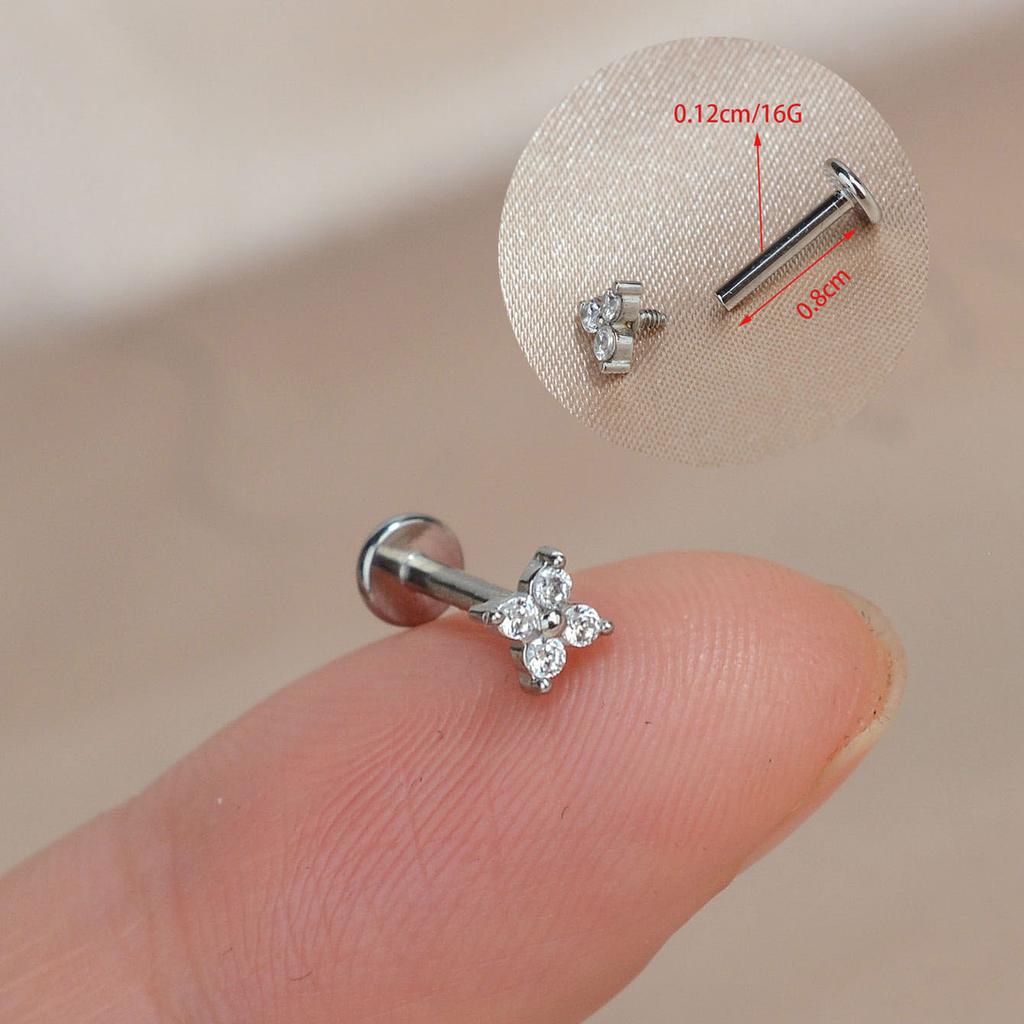 1PC Titanium Stainless Steel Earrings Tiny Butterfly Leaf Flat Rook Lobe Cartilage Snug Helix Couch Tragus Labre Piercing 16G
