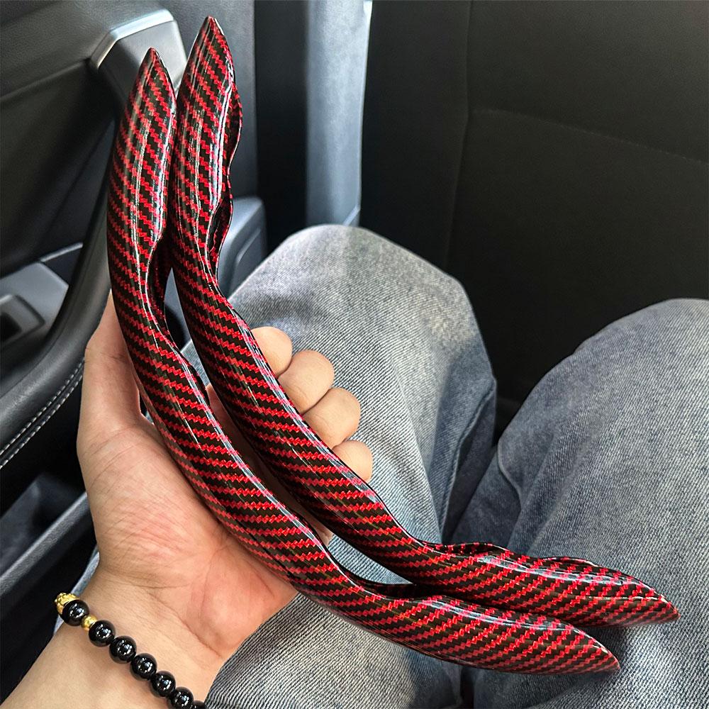 2 Stück Kohlefaser Auto Lenkradbezug Rutschfester Lenkradschutz Staubdicht Waschbar Innenraumzubehör Rund oder D