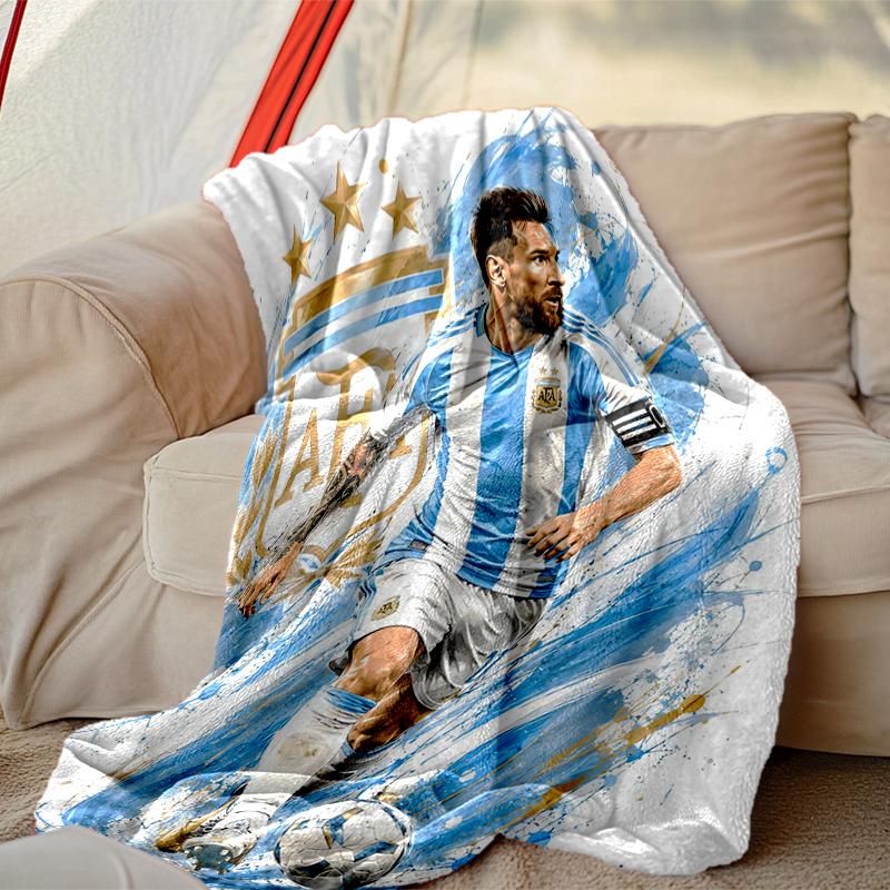 1pc Football Star Messi Blanket, Cozy Valentine's Day Blanket, Multi-functional Nap Blanket Available Throughout the Four Seasons