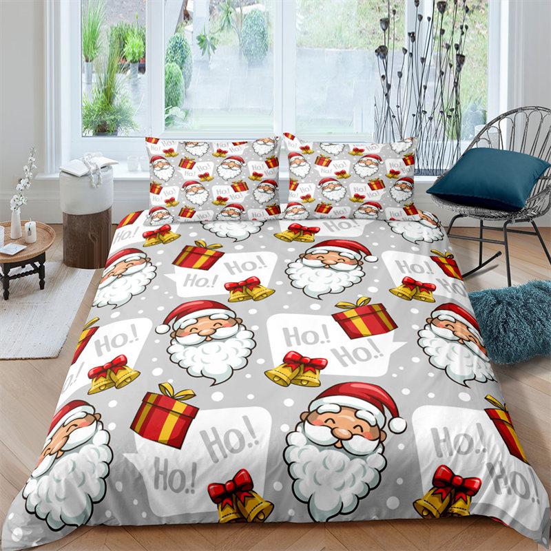Cartoon Santa Claus Bedding Set King Queen Size Microfiber Christmas Dogs 3D Print Duvet Cover For Kids Pillowcases Home Textile