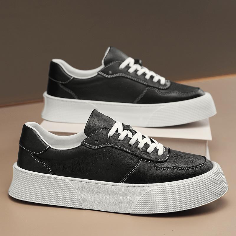 Men Vulcanized Shoes Autumn New Breathable Versatile Casual Leather Thick Soled Wear Resistant Thick Soled Sports Shoes for Men
