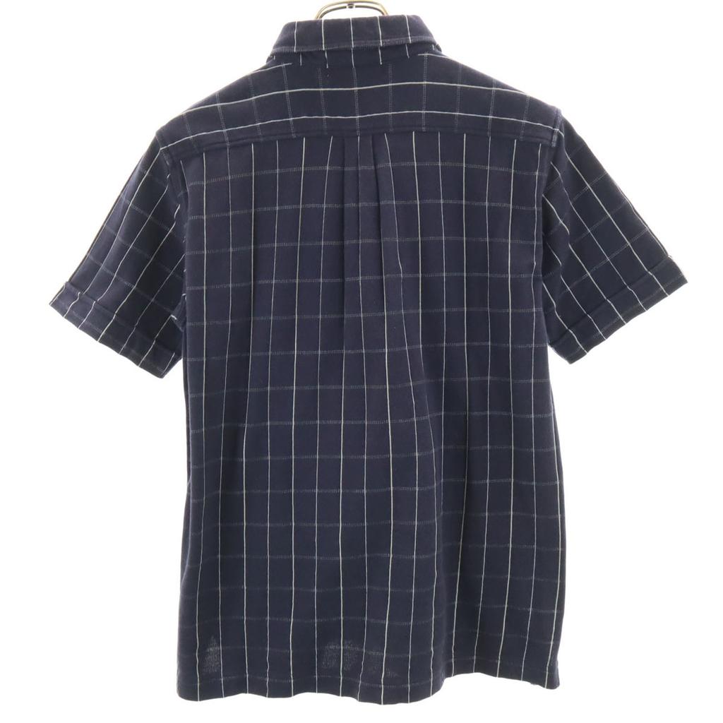McGregor Check Pattern Short Sleeve Polo Shirt M Navy Fawn Men's Used