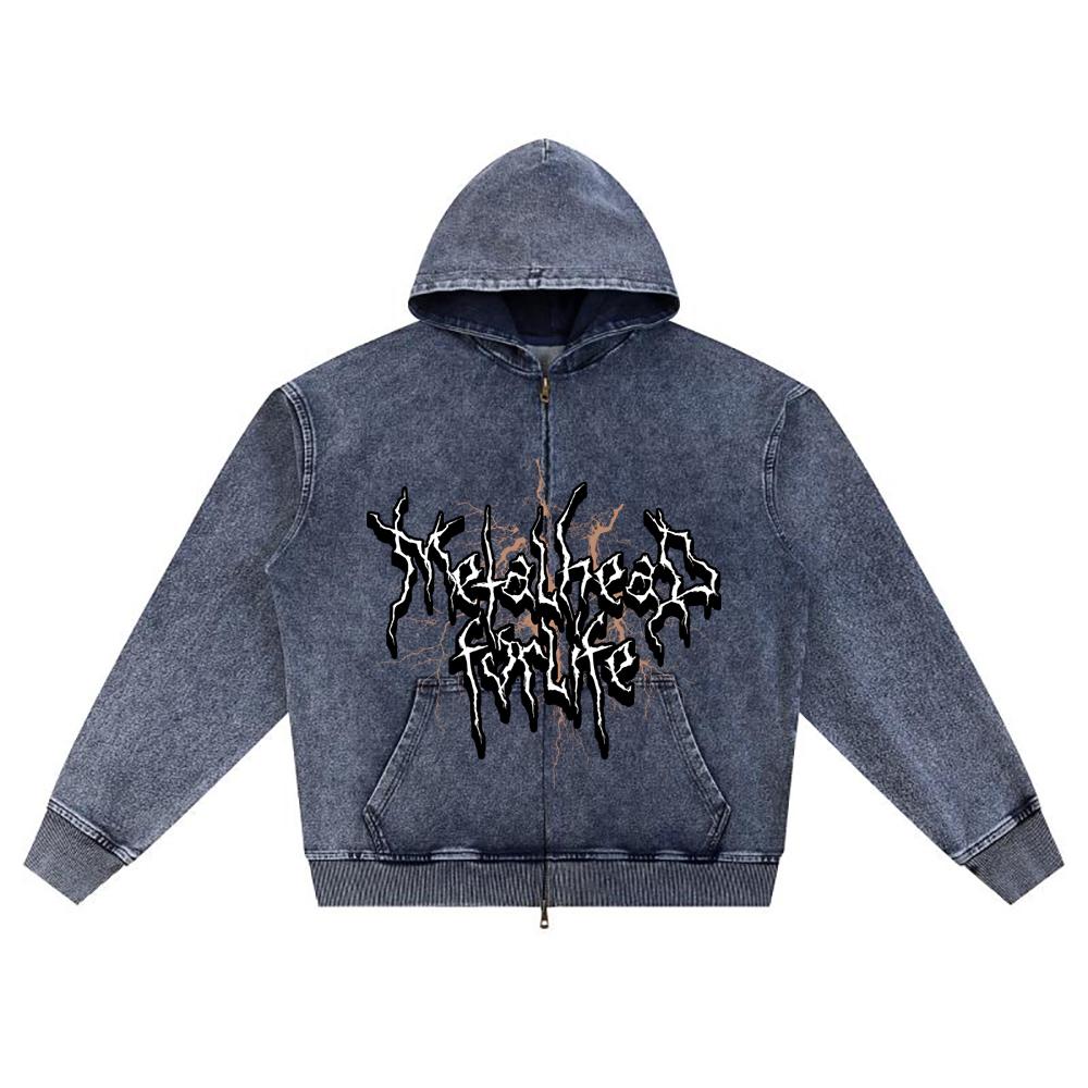 

DTG-печать Вязаный Деним Толстовка на Молнии Металлист Навсегда Брат Принт Толстовки на Молнии XL темно-синий