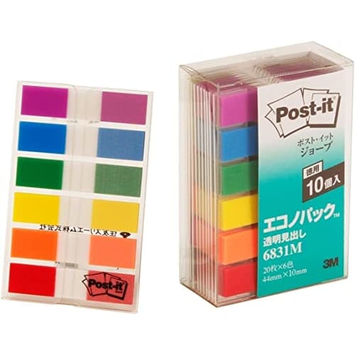 [.co.jp limited] Post-it film sticky notes 6 colors 44x10mm 20 sheets x 11 pads 6831M-AM
