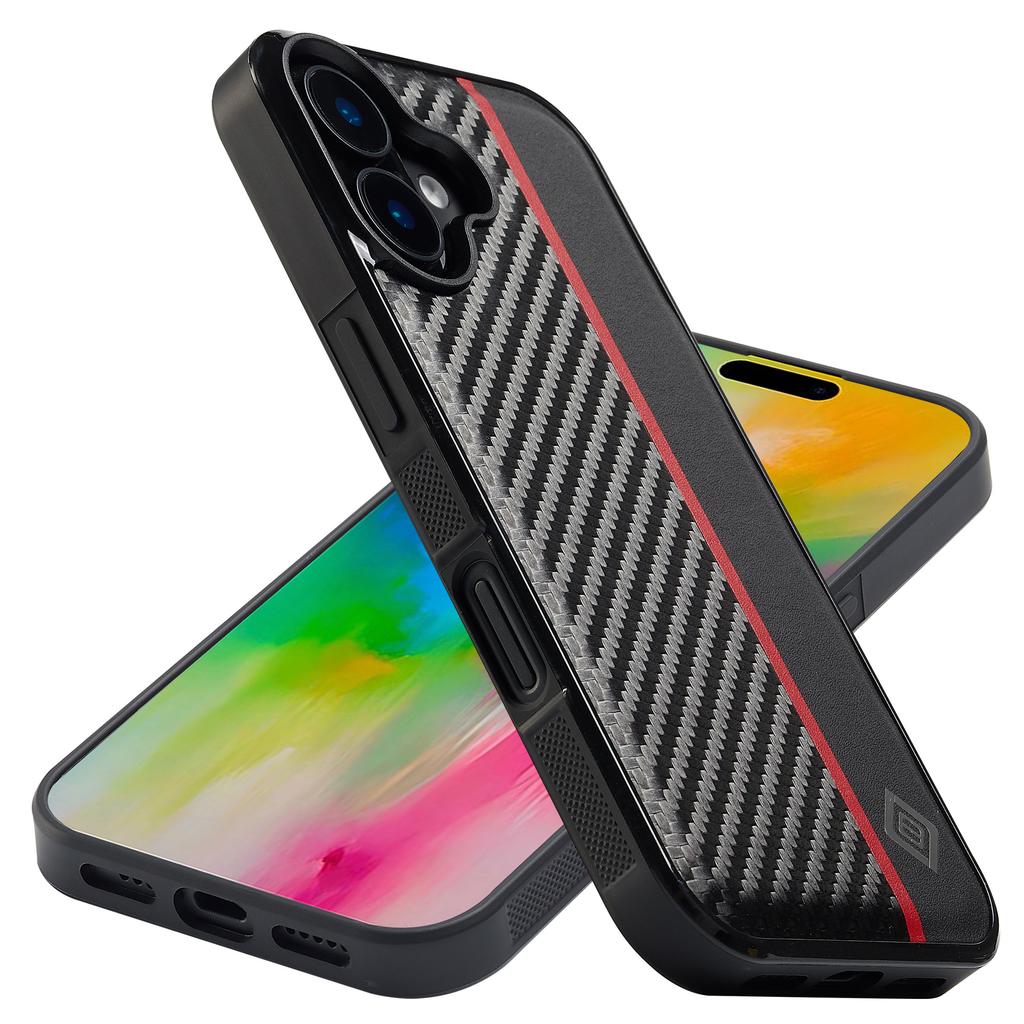 LC.IMEEKE For iPhone 17 Case Carbon Fiber Texture Leather+TPU+EVA Phone Cover