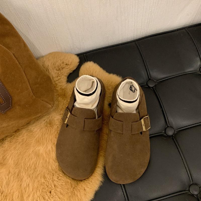 

Women s two wear women s shoes, new autumn one-pedal lazy single shoes, retro flat-bottomed Boken Doudou shoes 40 темно-коричневого кольору