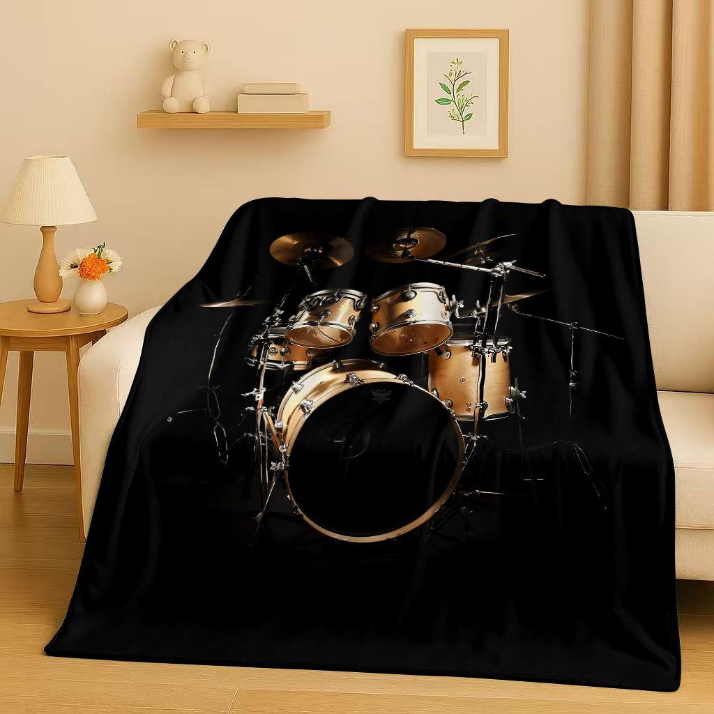 Set Batteria Classico Strumenti Musicali Rock Coperta in Flanella, Coperta Plaid Ultra Morbida per Casa Camera da Letto Letto Divano Copertura Regalo per Bambini