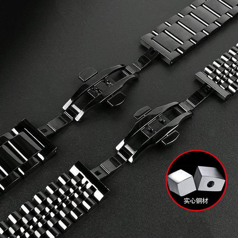 Klassisches Uhrenarmband aus Edelstahl, 20 mm, 22 mm, schwarzes Uhrenarmband für Armani Black Warrior AX7105 AR1970 für Huawei Watch Gt2/3