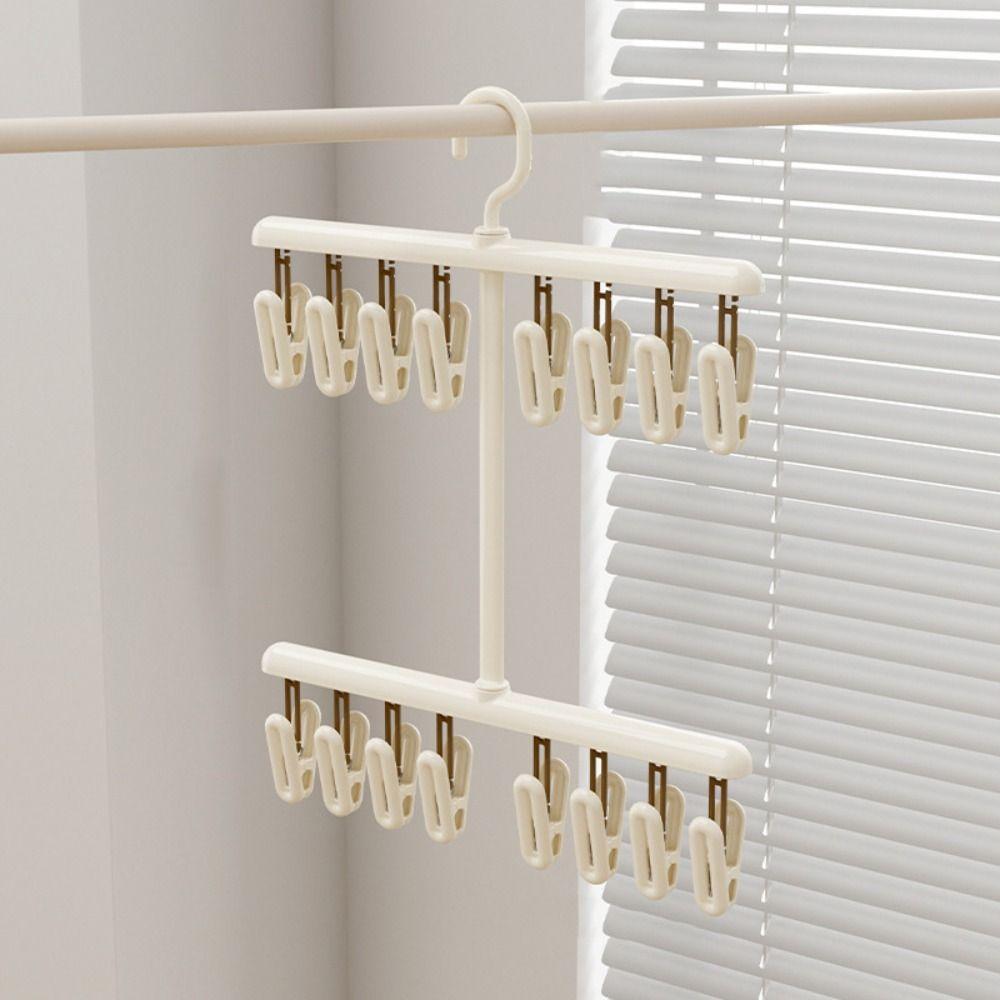 Portable Socks Drying Rack Windproof Clothes Drying Rack with Clips  Household