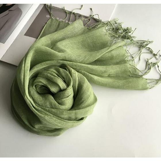 55*180cm Fashion Soft Solid Women 100% Linen Flax Tassel Scarf Summer Travel Sunscreen Long Shawl Elegant Hijab Women Foulard