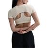Nike Rundhals Logo Kurz Slim Fit Kurzarm T-Shirt Damen Oberteile Beige HF5418133