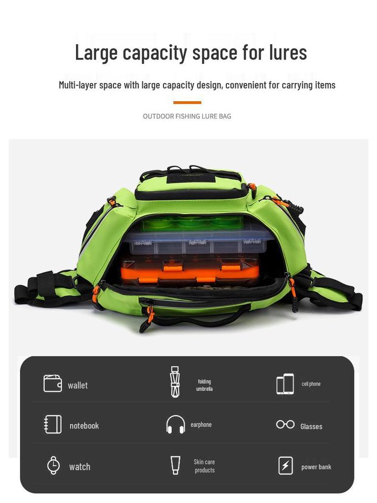 Men's Multifunctional Outdoor Cycling & Fishing Waist Bag - Expandable Crossbody Lure & Rod Storage Bag