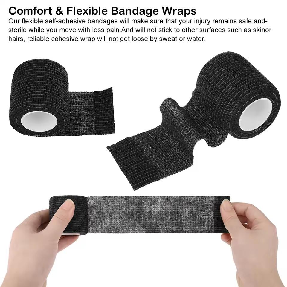 Benda Adesiva Multifunzionale Elastica Traspirante Sportiva Non Tessuta Wrap Nastro per Dita per Polso Caviglia Pronto Soccorso Benda Sportiva