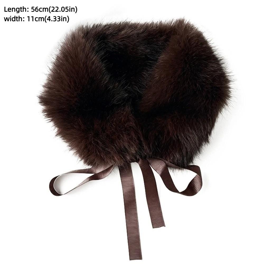 Solid Color Fur Collar Scarf Thicken Neck Warmer Scarf Fluffy Women Scarves Winter