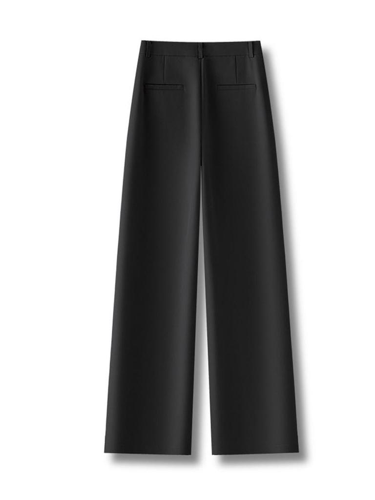 Women's Apricot High-Waisted Slimming Wide-Leg Pants - Spring/Summer 2026 Casual Suit Trousers