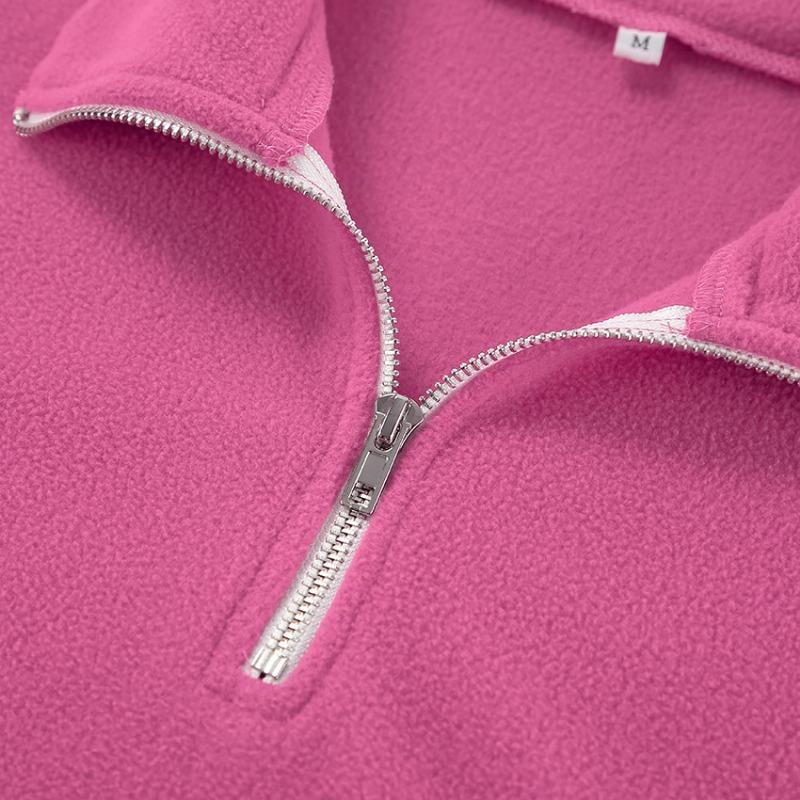 Damen S Rosa Kragen Fleece Cardigan Sweatshirt Locker Langarm