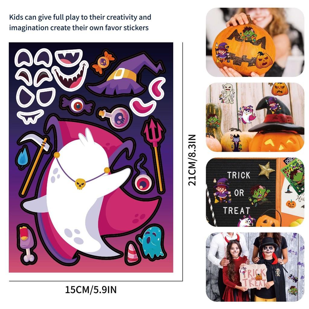 Classic Cartoon Halloween Vampire Mummy Ghost Kids Stickers Pack Of Twelve Colorful Designs