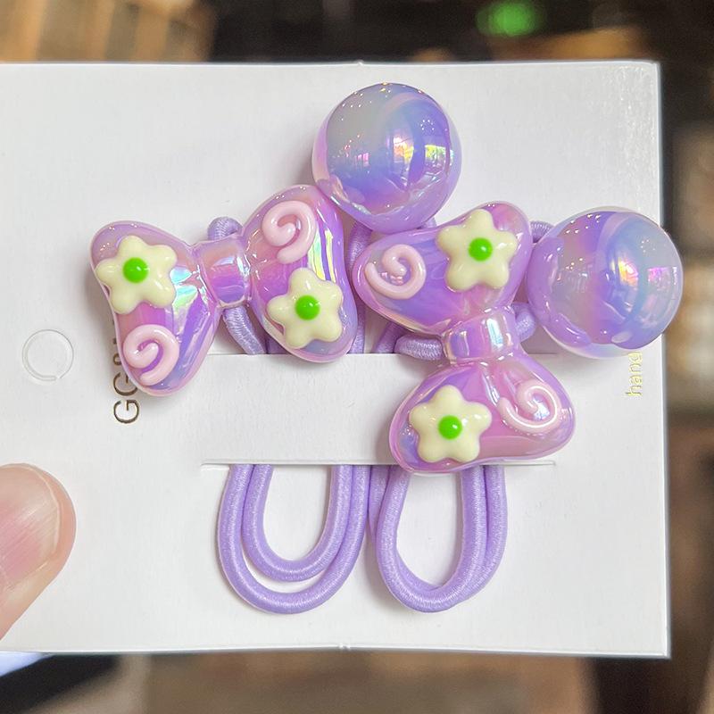 

1 пара Новые милые нарисованные от руки граффити бантики Принцесса головные уборы Детские эластичные резинки для волос Детские веревки для волос Аксессуары для волос для девочек