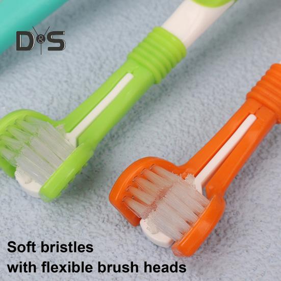 3-seitige Haustierzahnbürste zur Entfernung von Mundgeruch und Zahnstein, Hundezahnbürste, Katzenzahnpflege, Mundreinigungsbürste für Hunde und Katzen