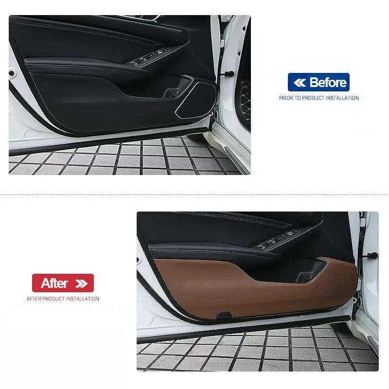 For Honda Accord X 10th 2018    2022 Anti Kick Pad Car Door Protector Trim Film Shell Leather Accessories