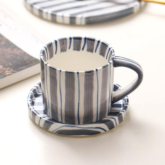 Vintage Ceramic Coffee Mug & Saucer Set Handled Microwave Dishwasher Safe Espresso Cups Gift for Weddings Anniversaries Bridal Shower