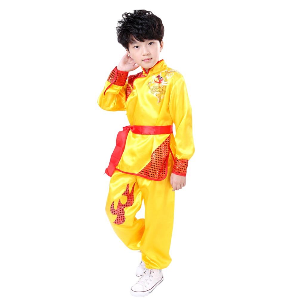 Chinese Kungfu Uniform Traditional Tai Chi Uniform Fashion Martial Art Uniform  Kids Boys Girls 140CM жёлтый