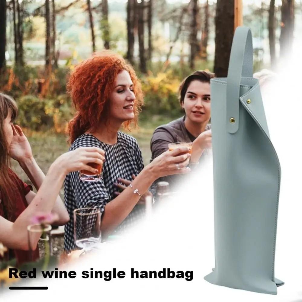 Luxury Reusable Wine Packaging Bag Faux Leather with Handle Wine Bottle Bag Protective Design Champagne Bag Picnic Party
