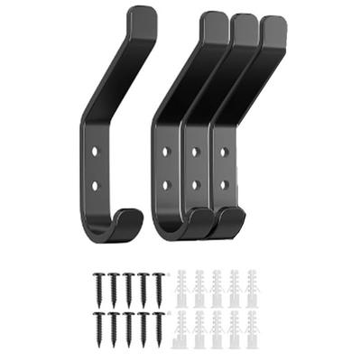 1/4Pcs Simple Black Coat Hook Screw Installation Stainless Steel Dual Hanging Hook Wall Mounted Non-slip Door Hook Clothes