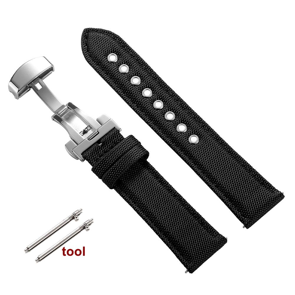 22mm Waterproof Sailcloth Watch Strap for Fossil for Seiko Divers Watches Woven Nylon Watchband Quick Release Sport Wristband