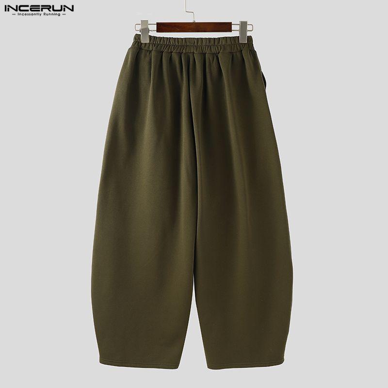 INCERUN Autumn Winter Men Elastic Waist Casual Long Baggy Pants Trousers