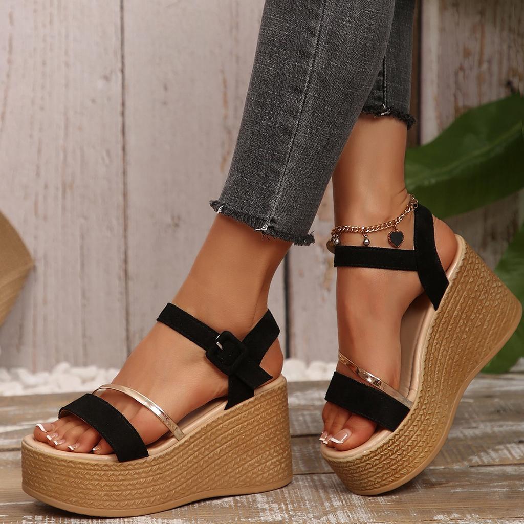 Fashion Women's Fashion Platform Sandals 2025 Summer Thick Bottom Wedge Sandals for Woman Ankle Strap High Heel Sandalias Mujer