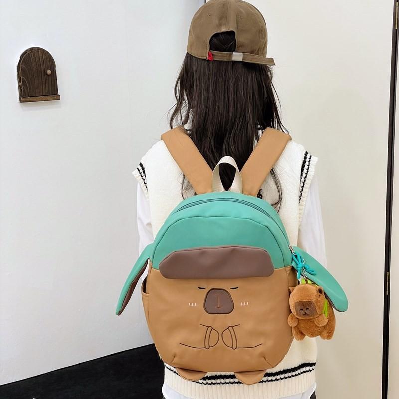 Cute Cartoon Backpack Capybara Design Large Capacity Childrens Backpack Bag School