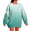 Women's Graduated Print Bow Round Neck Long Sleeve Loose Pullover Sweatshirt T-Shirt