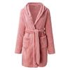 Autumn and Winter Hooded Home Plush Pajamas Short Sleeved Solid Color Warm, Nightgown
