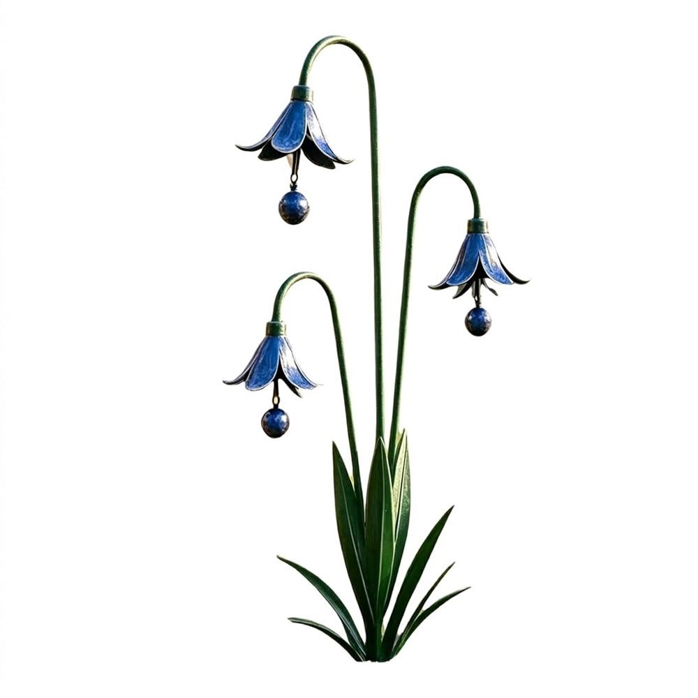 Rustic Three Calla Lilies Sculpture Iron Art Floral Stake Ornament  Outdoor Yard